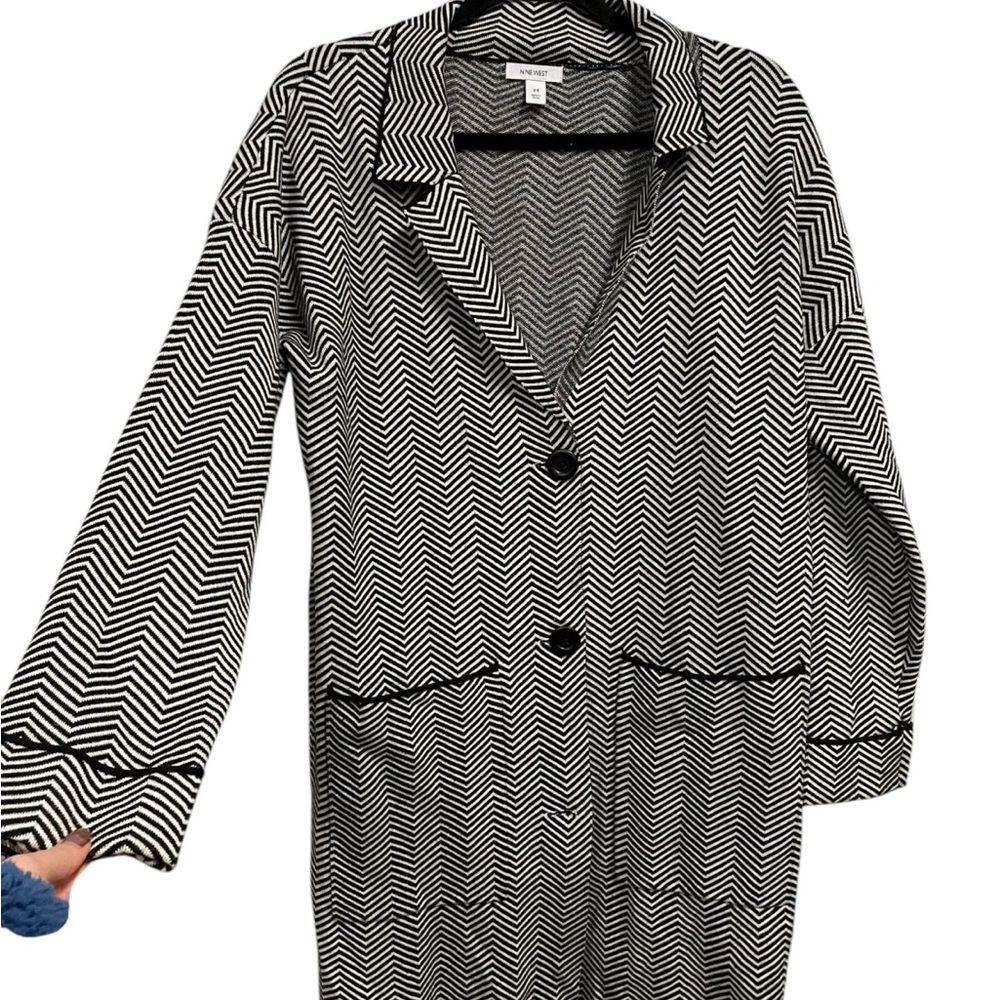 Nine West Black and White Chevron Blazer